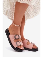 Dámské Pantofle S Přezkami Na Platformě Růžové model 21699232 - Boto