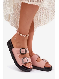 Dámské Pantofle S Přezkami Na Platformě Růžové model 21699232 - Boto