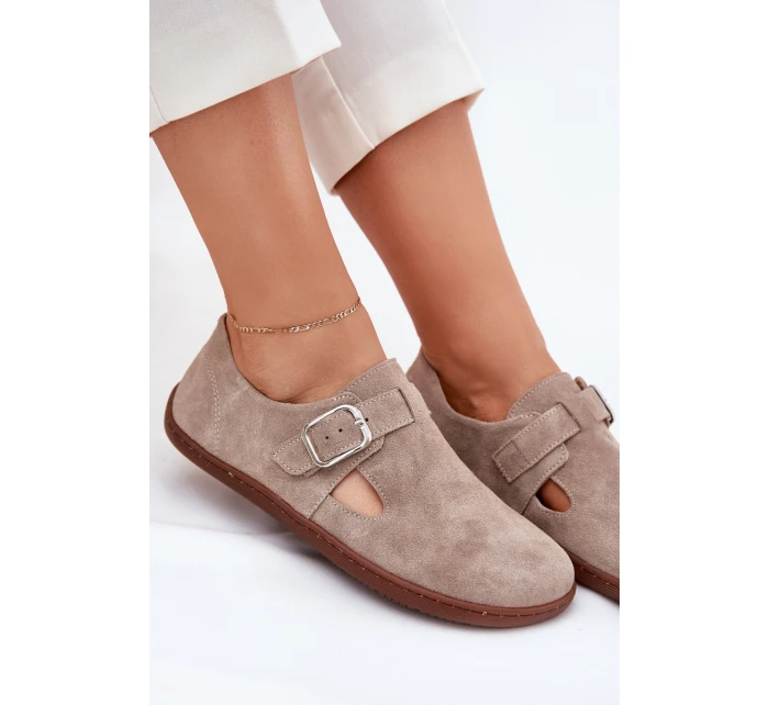 Semišové Polobotky Dámské S Přezkou  Béžové model 21703098 - Zazoo