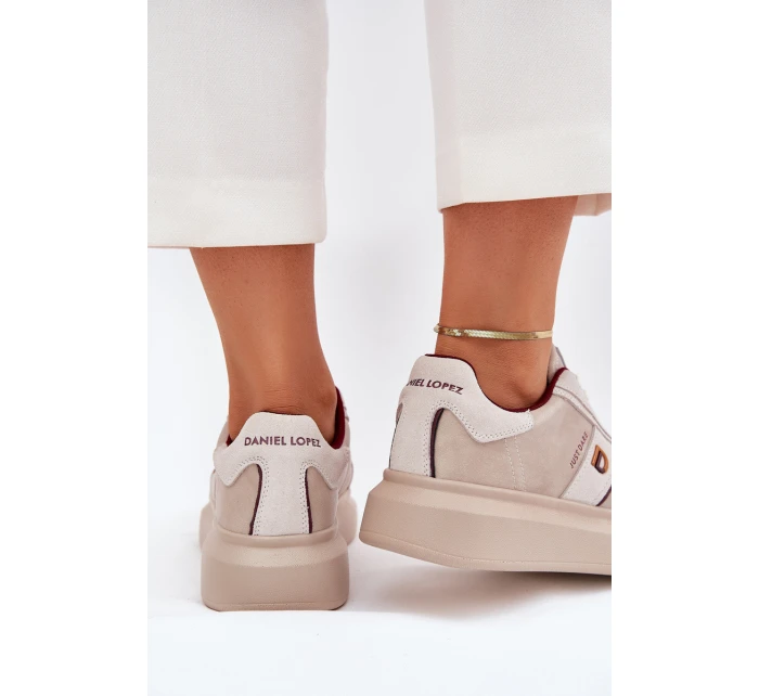 Dámské Kožené Tenisky Na Platformě Daniel Lopez Just Dare SS2D4003 Béžové Dámské Kožené Tenisky Na Platformě Daniel Lopez Just Dare SS2D4003 Béžové