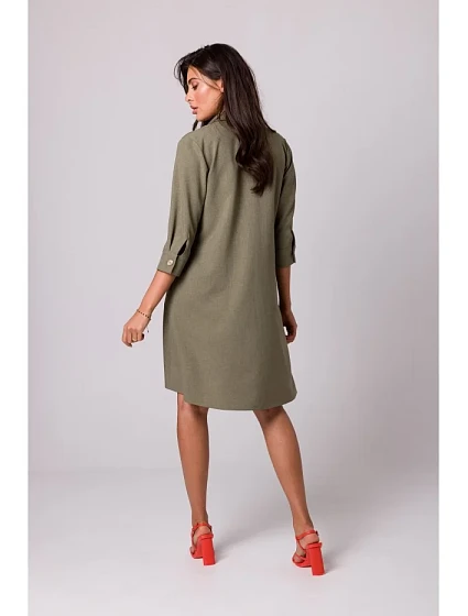 model 18407165 Rozšířené košilové šaty olivové - BeWear
