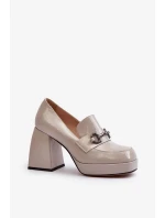 Dámské patentované boty na vysokém podpatku Šedá D&A Dámské patentované boty na vysokém podpatku Šedá D&A