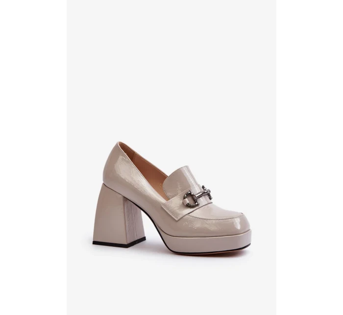 Dámské patentované boty na vysokém podpatku Šedá D&A Dámské patentované boty na vysokém podpatku Šedá D&A