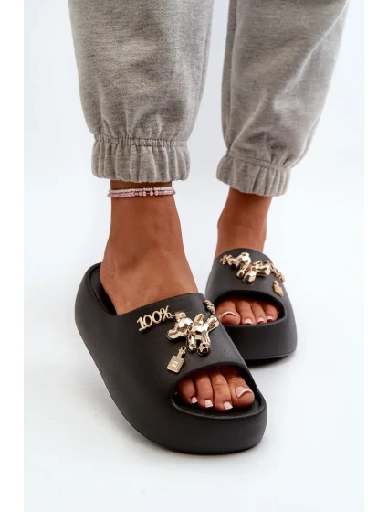 Dámské lehké pěnové pantofle se zdobením, Black Orchia