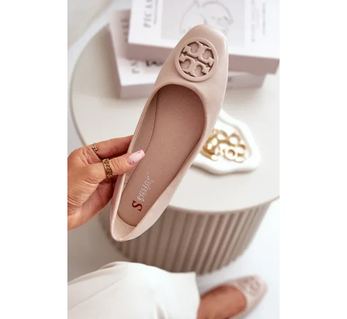 Baleríny Dámské S Ozdobou Eko Kožené Béžové Rhodike Baleríny Dámské S Ozdobou Eko Kožené Béžové Rhodike