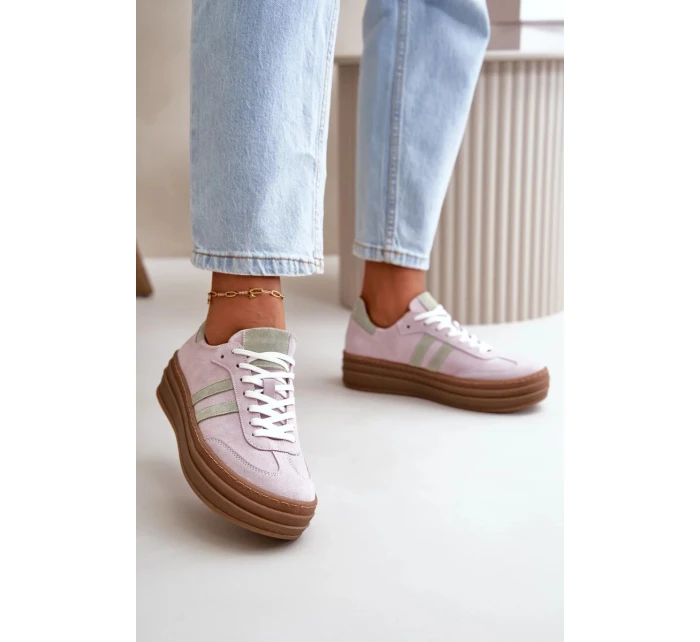 Dámské Semišové Tenisky Na Platformě Fialové Zazoo