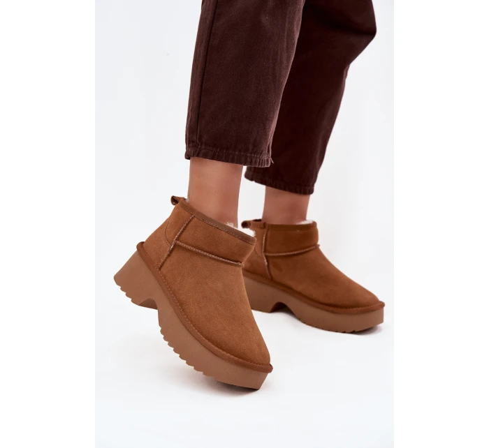 Dámské sněhule Milora z přírodního semiše s kožešinou – camel Dámské sněhule Milora z přírodního semiše s kožešinou – camel