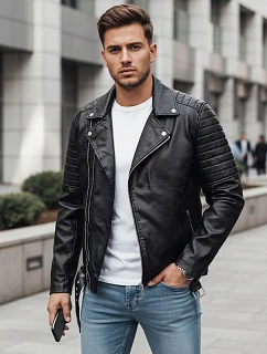 Pánská kožená bunda černá FashionStreet TX4734