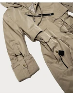 Prosta kurtka damska z podwijanymi rękawami Goodlookin ciemny beżowy (B8556-12)