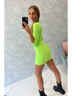 Šaty s knoflíkovým výstřihem zelené neonové Šaty s knoflíkovým výstřihem zelené neonové