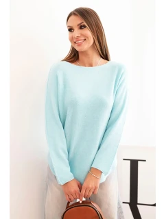 Dámský svetr z viskózy s dlouhým rukávem a kulatým výstřihem mátový