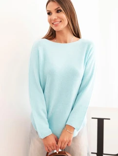 Dámský svetr z viskózy s dlouhým rukávem a kulatým výstřihem mátový