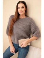 Dámský svetr z mohairu s krátkým rukávem fango Dámský svetr z mohairu s krátkým rukávem fango