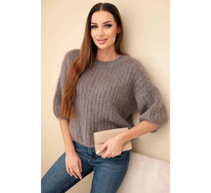 Dámský svetr z mohairu s krátkým rukávem fango Dámský svetr z mohairu s krátkým rukávem fango