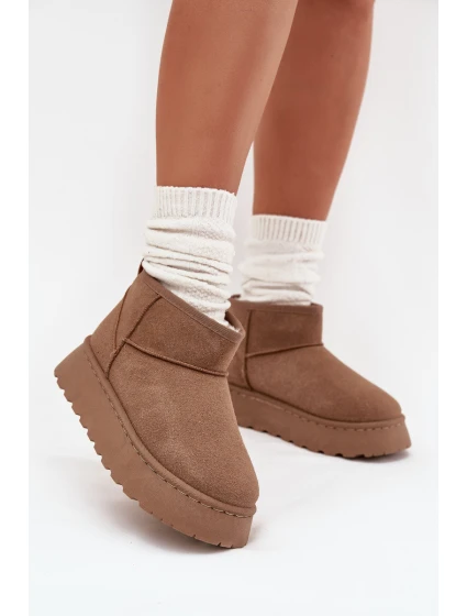 Dámské Sněhule Na Platformě Zateplené Kožíškem Khaki Vesirae Dámské Sněhule Na Platformě Zateplené Kožíškem Khaki Vesirae