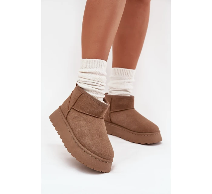 Dámské Sněhule Na Platformě Zateplené Kožíškem Khaki Vesirae Dámské Sněhule Na Platformě Zateplené Kožíškem Khaki Vesirae