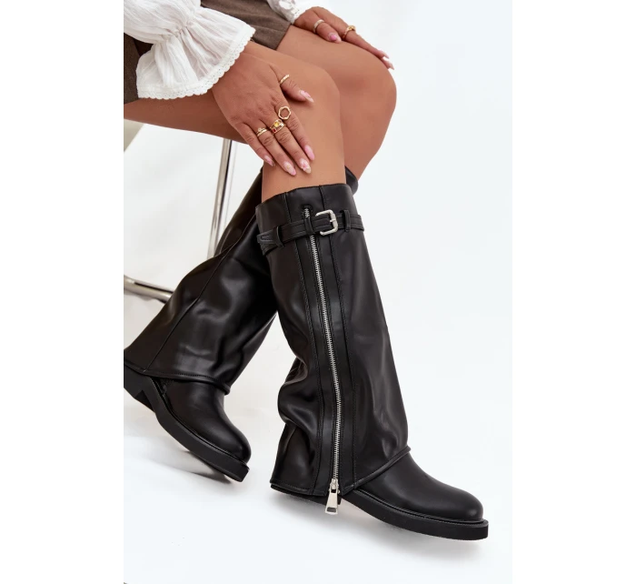 Dámské kozačky s límcem sponou a zipem vyhřívané černé model 21711800 - Boto Dámské kozačky s límcem sponou a zipem vyhřívané černé model 21711800 - Boto