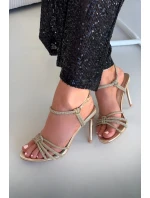 Dámské sandály na jehlovém podpatku s pásky a zlaté model 21821779 - Boto Dámské sandály na jehlovém podpatku s pásky a zlaté model 21821779 - Boto