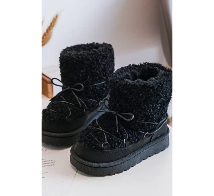 Teplé dětské sněhule, šněrovaná černá, Asija Teplé dětské sněhule, šněrovaná černá, Asija