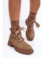 Dámské kozačky se šněrovací ponožkou, hnědá Gentiana Dámské kozačky se šněrovací ponožkou, hnědá Gentiana
