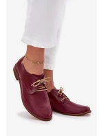 Dámské kožené elegantní šněrovací polobotky Zazoo – bordó