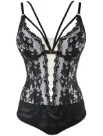 Dámské sexy body V-10110 Černá s tělovou - Axami Dámské sexy body V-10110 Černá s tělovou - Axami