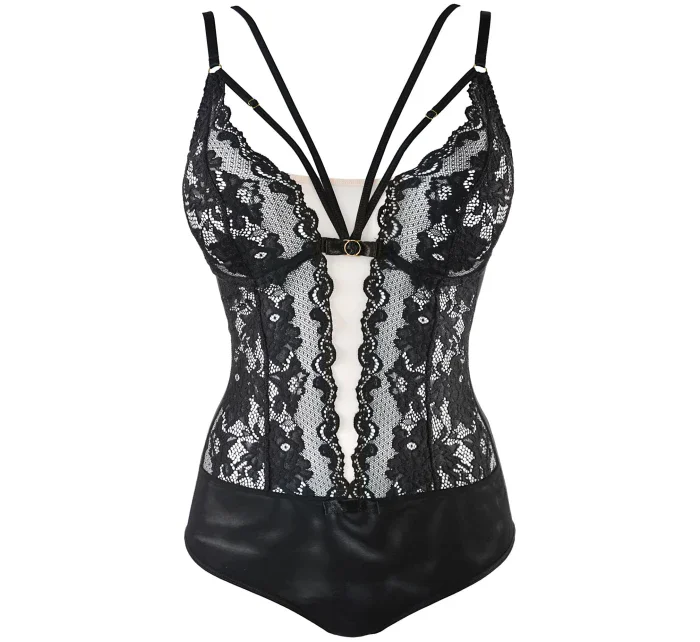 Dámské sexy body V-10110 Černá s tělovou - Axami Dámské sexy body V-10110 Černá s tělovou - Axami