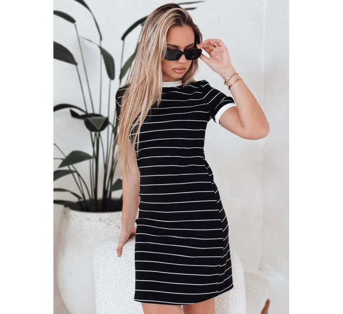 Dámské pruhované mini šaty FITLINES černé FashionStreet EY2584