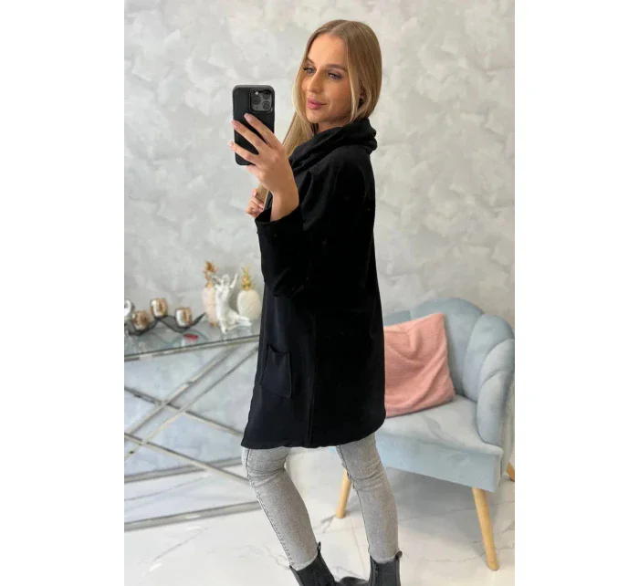 Oversize tunika s obálkou vpředu černá