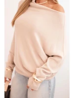 Dámský asymetrický model 21301099 svetr z viskózy béžový - K-Fashion Dámský asymetrický model 21301099 svetr z viskózy béžový - K-Fashion