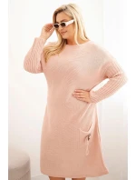 Dámská  Plus Size s oversize s kapsou pudrově růžová model 21393362 - K-Fashion
