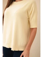 Dámský svetr z viskózy s krátkým rukávem žlutý