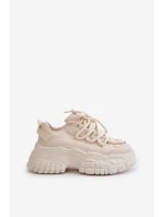 Dámské tenisky na masivní světle béžové model 21667369 - Boto Dámské tenisky na masivní světle béžové model 21667369 - Boto