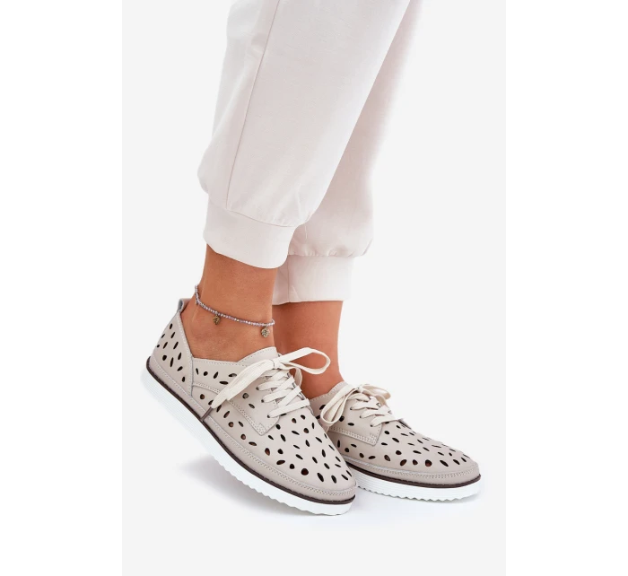 Dámské Kožené Polobotky S.Barski LR51-610 Béžové