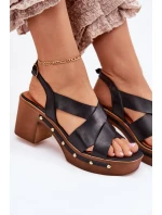 Kožené Sandály Na Podpatku model 21699718 Černé - Zazoo