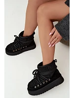 Kožené semišové zimní boty s kožešinou model 22557108 Černé - D&A Kožené semišové zimní boty s kožešinou model 22557108 Černé - D&A