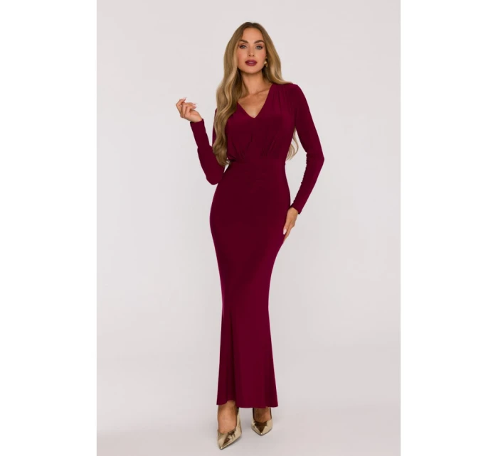 Šaty s řasením a  bordó model 21479357 - Moe