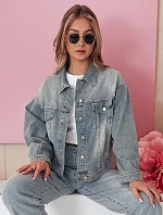Dámská přechodná oversize katana bunda NOVAJIN modrá FashionStreet TY4838