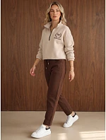 Bluza damska ocieplana ze stójką i beżowa model 22554599 - FashionStreet Bluza damska ocieplana ze stójką i beżowa model 22554599 - FashionStreet