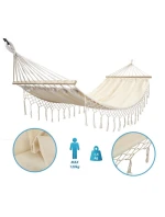 ZAHRADNÍ HOUPACÍ SÍŤ PRO 1 OSOBU 200X100CM S TYČÍ A STŘAPCI MIAMI ECRU