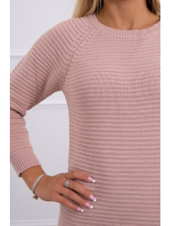 Žebrovaný svetr šaty pudrově růžové