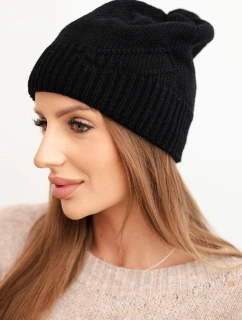 Dámská zimní čepice z vlny s vzorem černá model 21783073 - K-Fashion