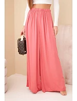 Dámské viskózové široké kalhoty s gumou v pase malinové Dámské viskózové široké kalhoty s gumou v pase malinové