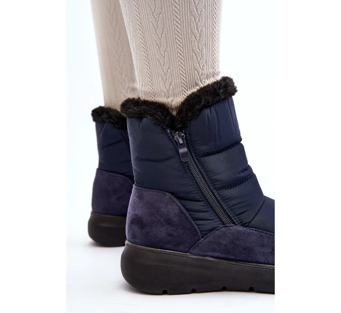 Dámské zimní boty s kožešinou modré model 21644841 - Boto Dámské zimní boty s kožešinou modré model 21644841 - Boto