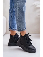 Lehké Kožené Sportovní Boty Na Platformě model 21673220 Černé - Artiker