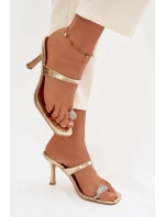 Dámské lodičky na podpatku s ozdobným detailem Zlaté model 21943402 - Boto Dámské lodičky na podpatku s ozdobným detailem Zlaté model 21943402 - Boto