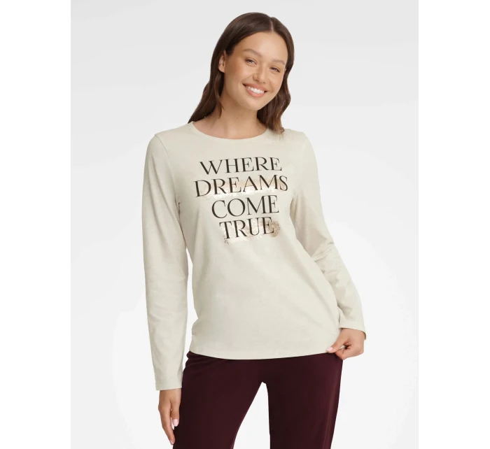 Dámské pyžamo Gracy 40930-08X Béžová a bordó - Henderson Ladies