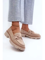 Semišové dámské mokasíny s ozdobou D&A béžová Semišové dámské mokasíny s ozdobou D&A béžová