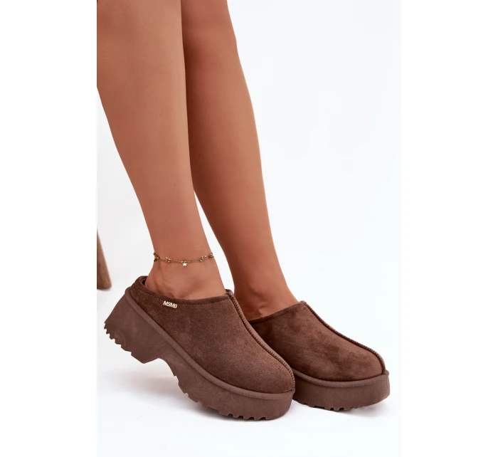 Dámské nízké sněhule na platformě Yrenna – hnědé Dámské nízké sněhule na platformě Yrenna – hnědé