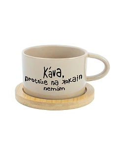 KÁVA, PROTOŽE NA KOKAIN NEMÁM - krémový hrníček makronka 200 ml
